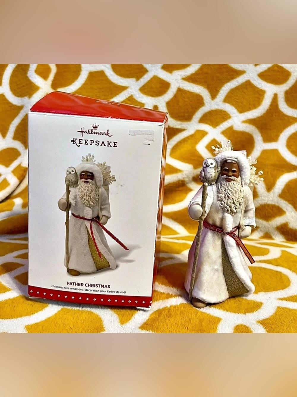 Hallmark Father Christmas Ornament White & Gold